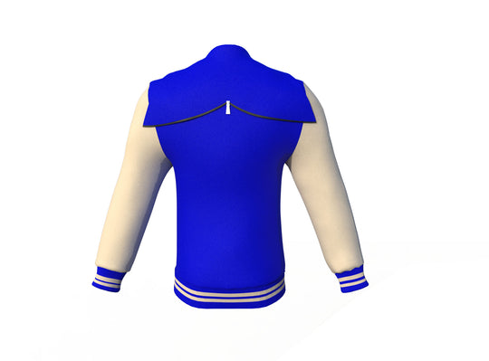 Soft  Cream Sleeves Blue Varsity Letterman Jacket 