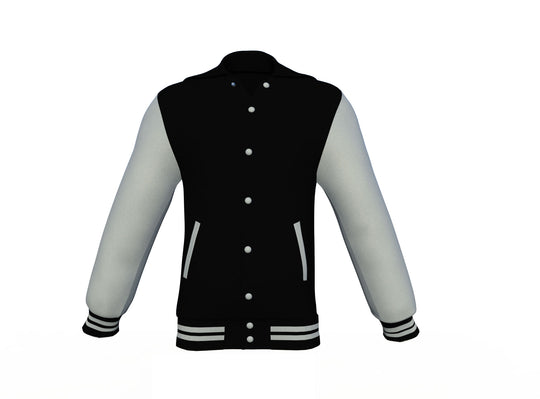 Puffer Black Varsity Letterman Jacket with Grey Sleeves