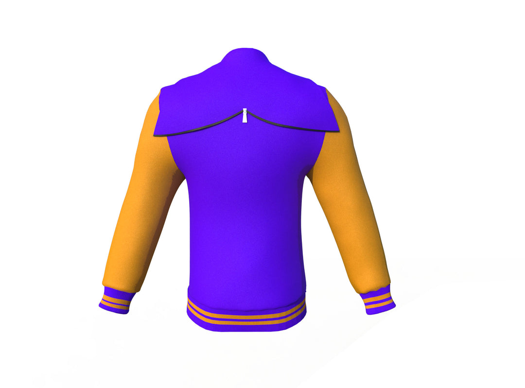 Perfect Warm Gold Sleeves Purple Varsity Letterman Jacket