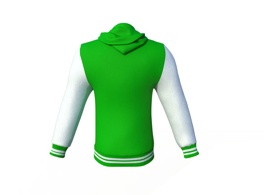 Gold Sleeves Light Green Varsity Letterman Jacket with White Sleeves