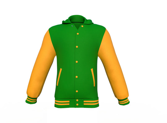 Comfortable Gold Sleeves Dark Green Varsity letterman jacket