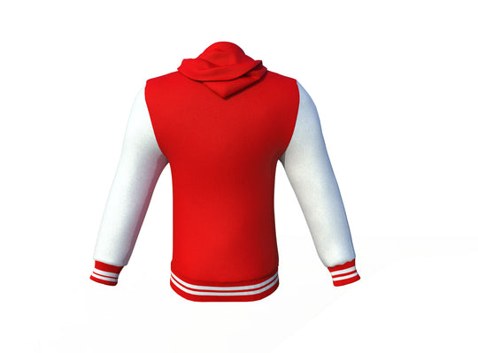 Soft and Cozy Jacket Red Varsity Letterman Jacket with White Sleeves