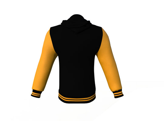 protective Gold Sleeves Black Varsity Letterman Jacket