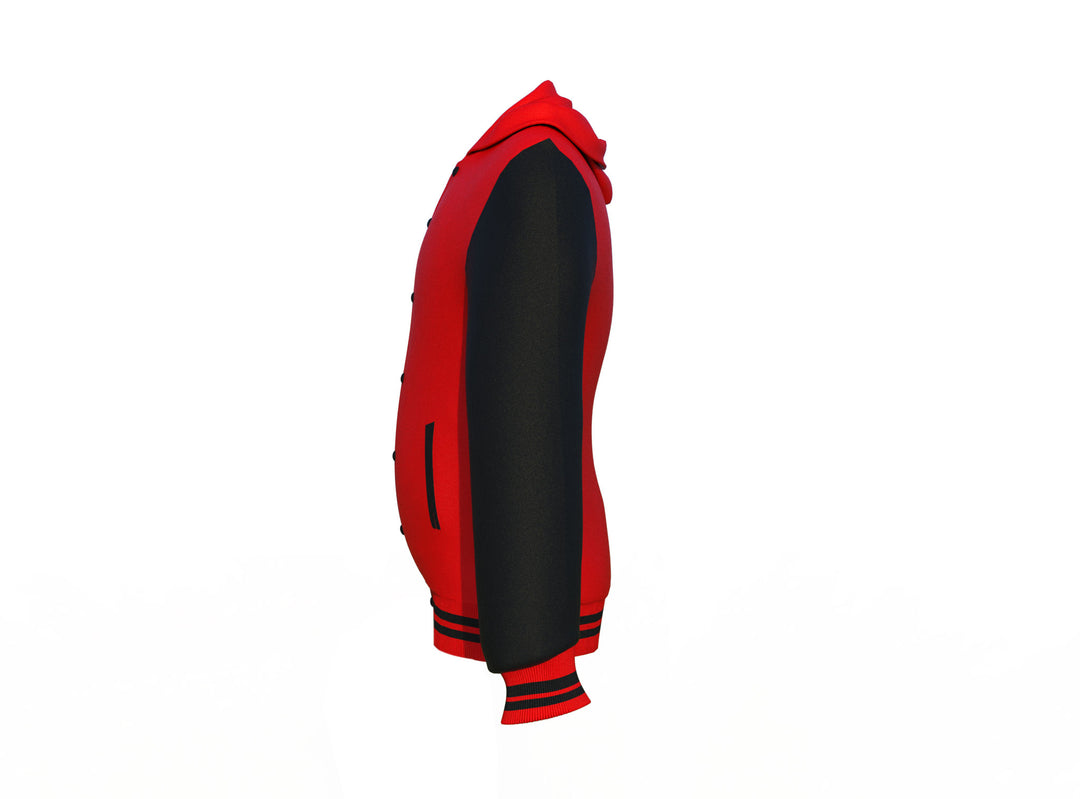 High-Quality Red Varsity Letterman Jacket Black Sleeves