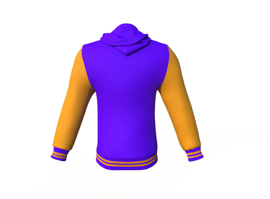 Perfect Warm Gold Sleeves Purple Varsity Letterman Jacket