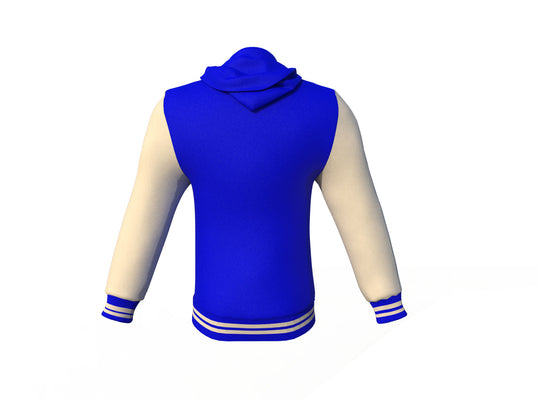 Soft  Cream Sleeves Blue Varsity Letterman Jacket 