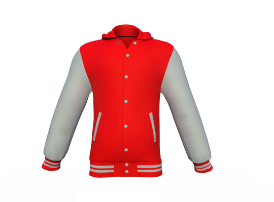 Excellent Design & Comfort Grey Sleeves Red Varsity Letterman Jacket 