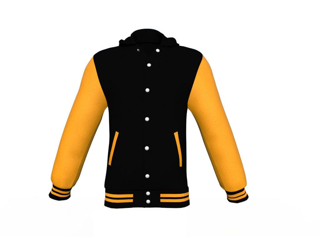 protective Gold Sleeves Black Varsity Letterman Jacket