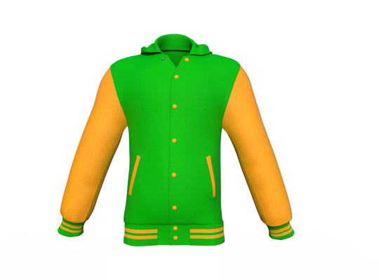 Brand New Gold Sleeves Light Green Varsity Letterman Jacket