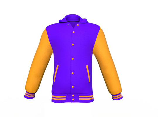 Perfect Warm Gold Sleeves Purple Varsity Letterman Jacket