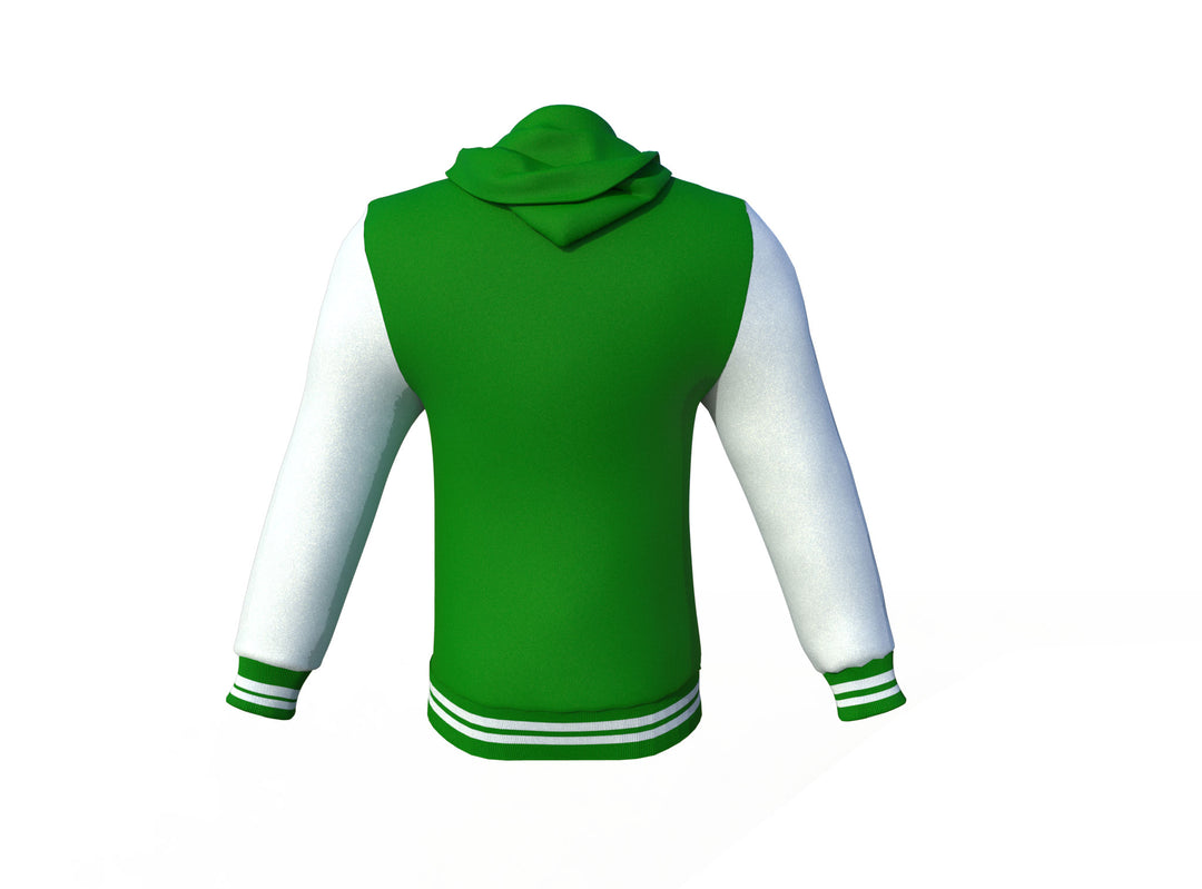 Stylish Dark Green Varsity Letterman Jacket with White Sleeves