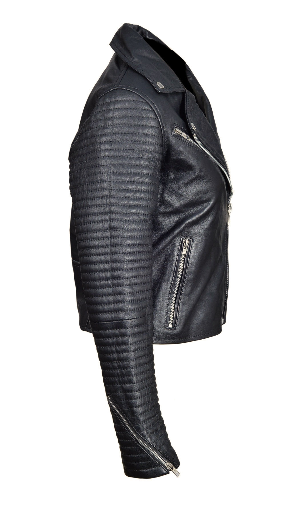 Ribbed sleeves Comfortable Nyah's ribbed biker jacket