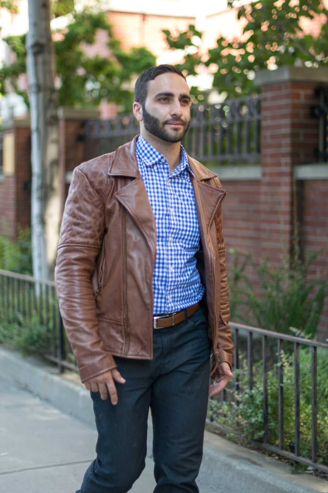 Protective Sandwashed Distressed biker leather jacket