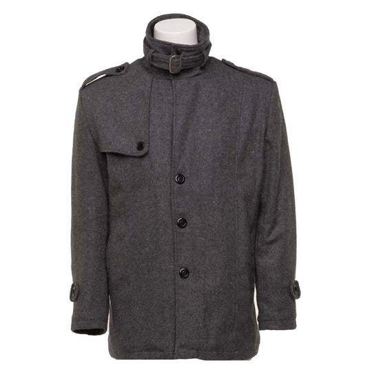 Deon John's Grey Wool Long Coat with Epaulettes