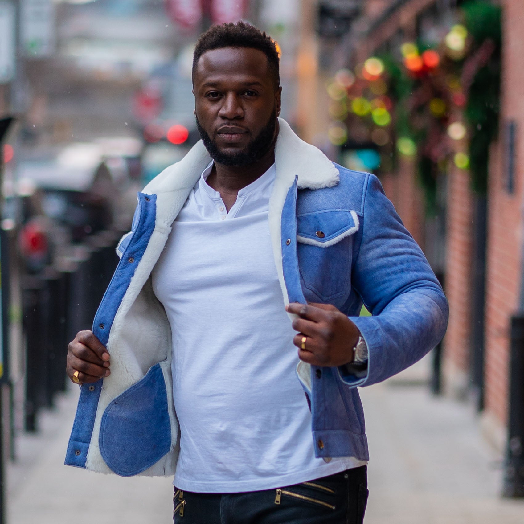 Chris' Denim style Shearling Trucker Style Jacket – Lusso Leather