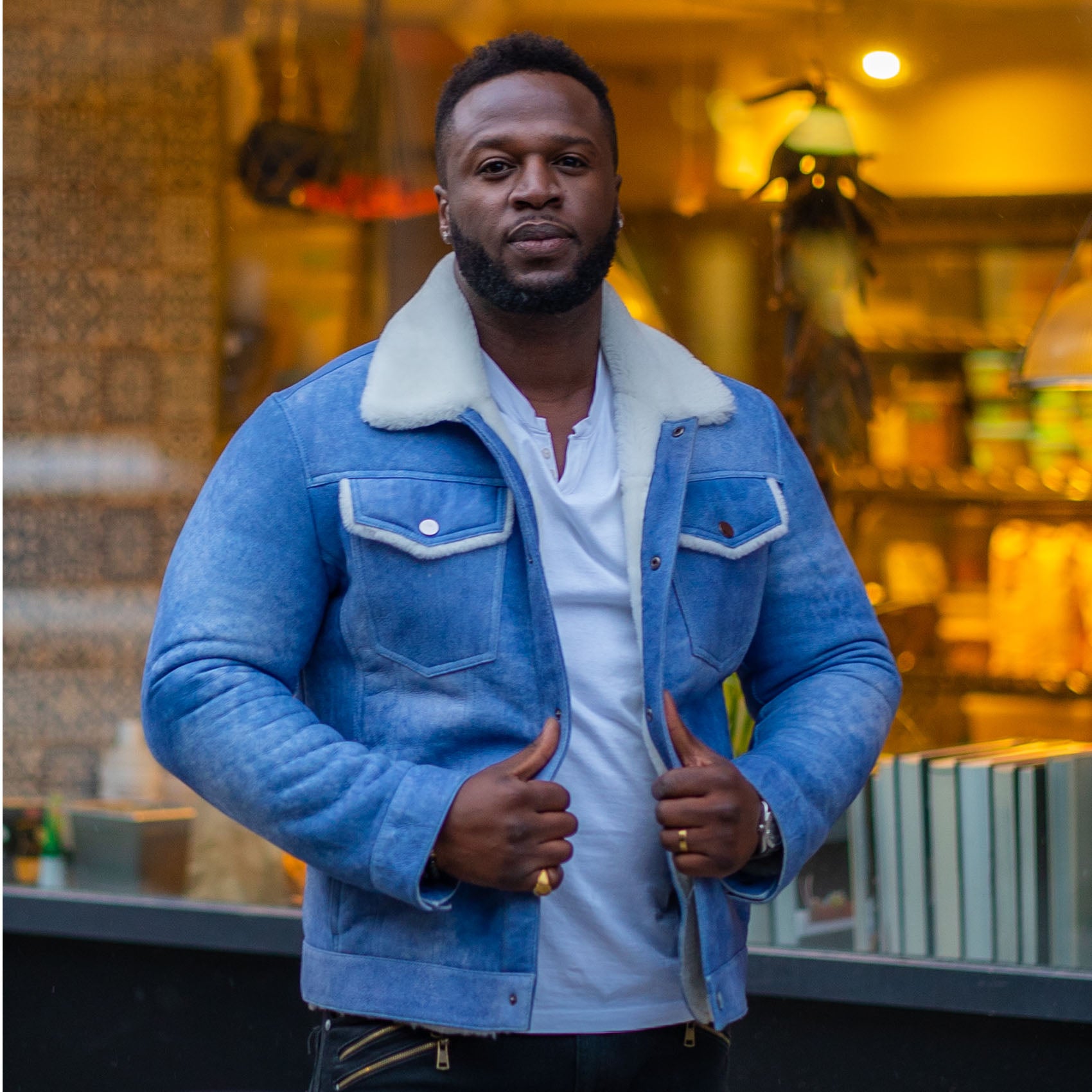 Chris' Denim style Shearling Trucker Style Jacket – Lusso Leather