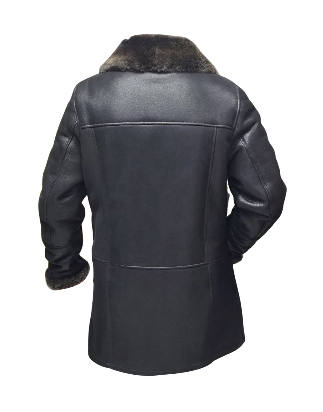 Black Traditional Shearling Sheepskin Coat 