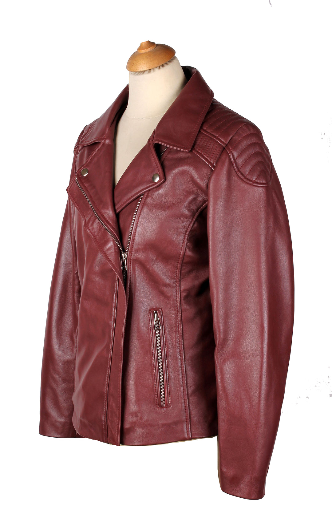 Double Lapels Ayla's Burgundy Biker Style Jacket