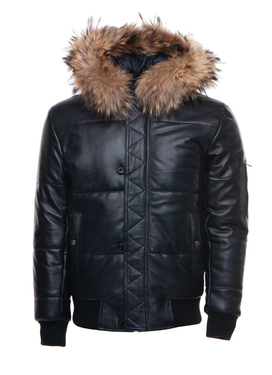 Traynor's Puffer Winter Jacket with Ribbed Cuffs and Waist and Fur Trim