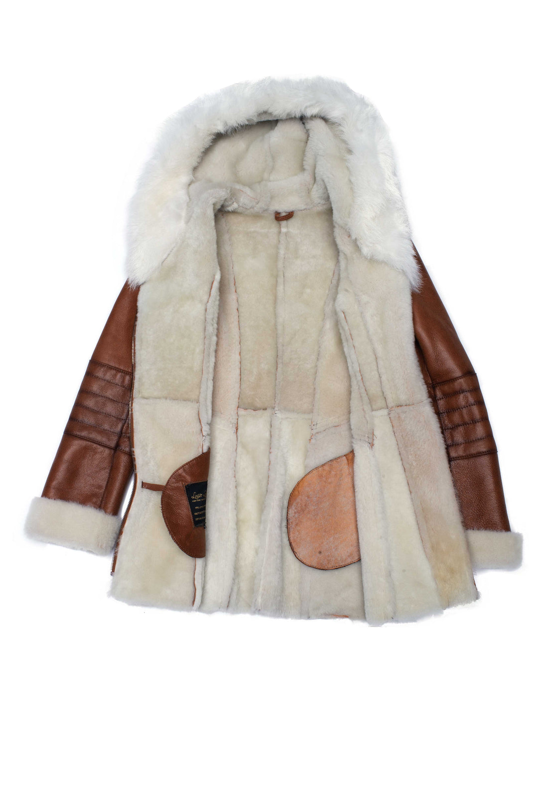 Ayvas Tan Shearling Hoodie with Fox Fur Trim