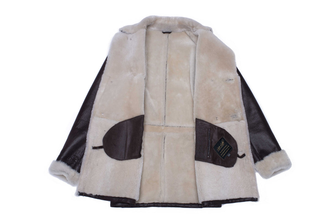 lightweight Brown Shearling Buttoned Coat