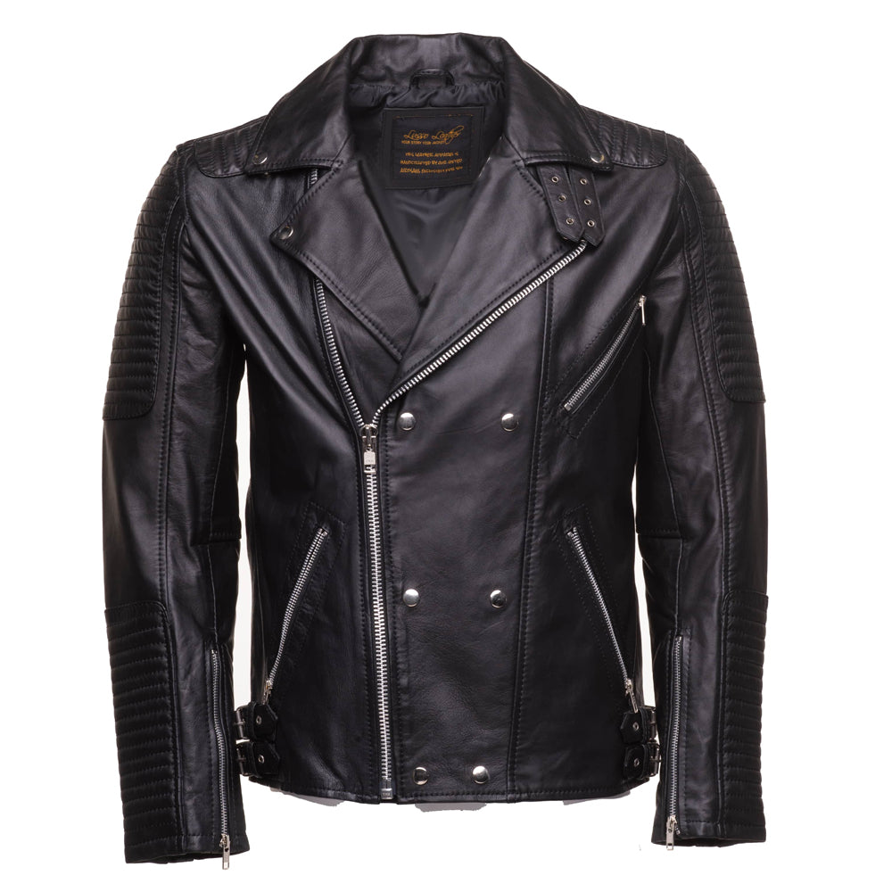 Michaels Biker Leather Jacket with Snap Buttons