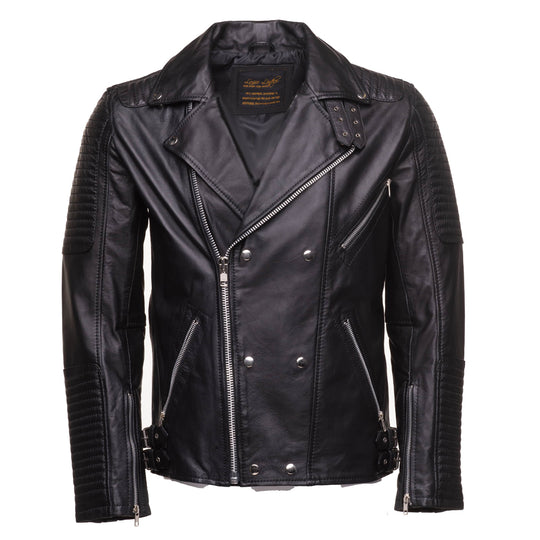 Michaels Biker Leather Jacket with Snap Buttons