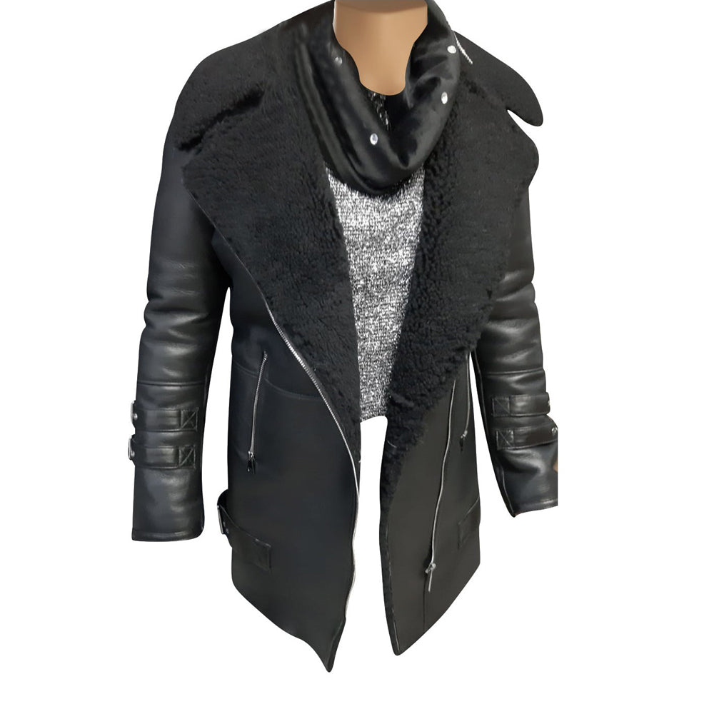 Comfortable and Cozy Paulina's Black Shearling Jacket 