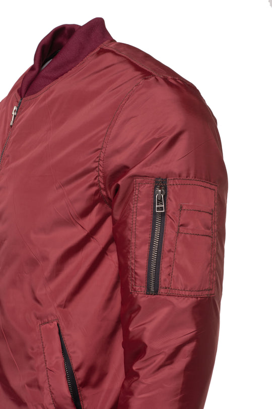 Maroon Archers Ribbed Waist Nylon Flight Jacket