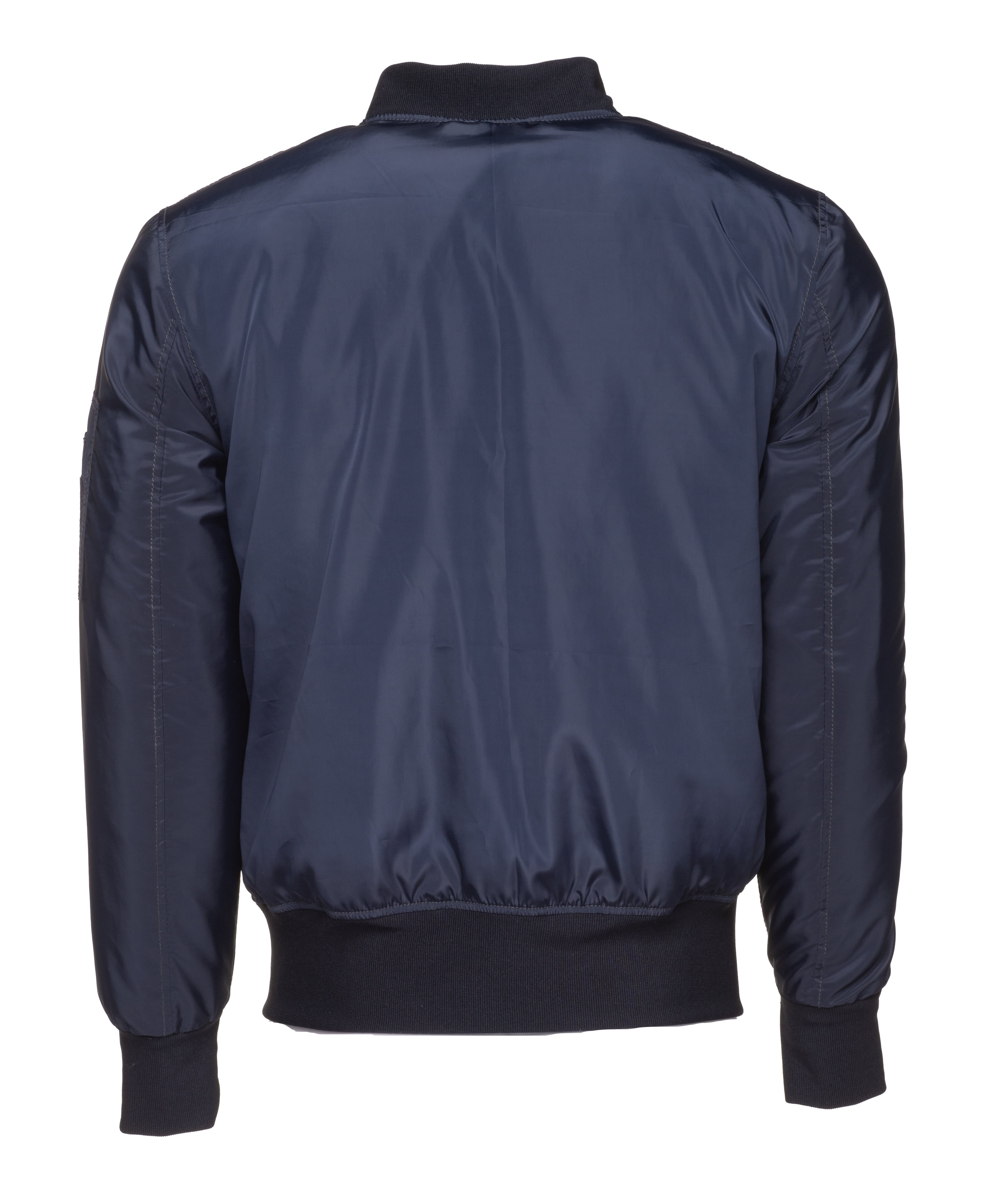 Men Zak's blue Nylon flight jacket with ribbed waist – Lusso Leather