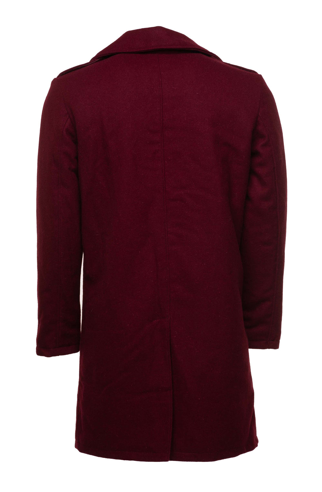 Men's Burgundy Wool 3/4 Trench Coat