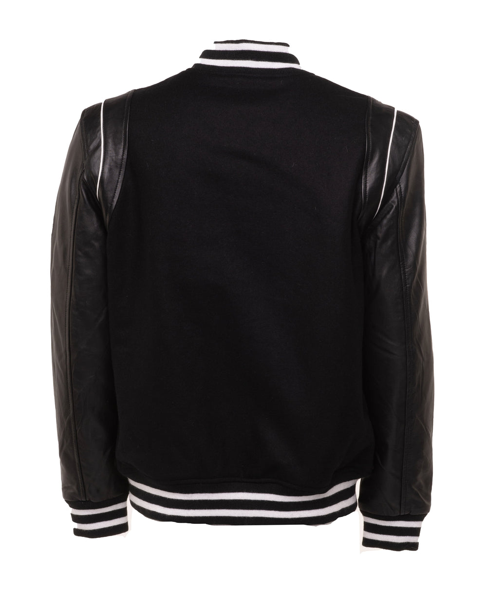 Bomber Ribbed Collar Leather Jacket 