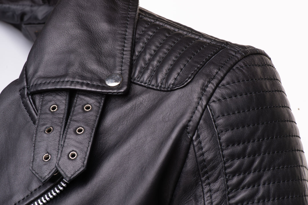 Michaels Biker Leather Jacket with Snap Buttons