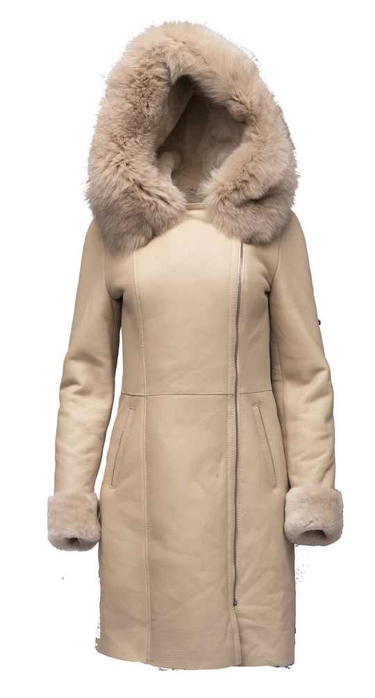 Style Gracie's Shearling Hooded Jacket with Fox Fur