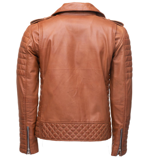 Protected Tan Quilted Biker Jacket