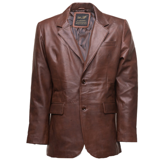 Fashionable two tone Brown leather blazer