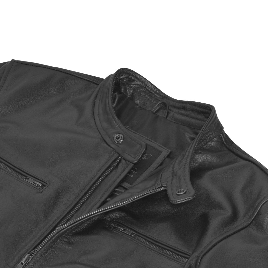 Bandit Black Cafe Racer Heavy Leather Jacket