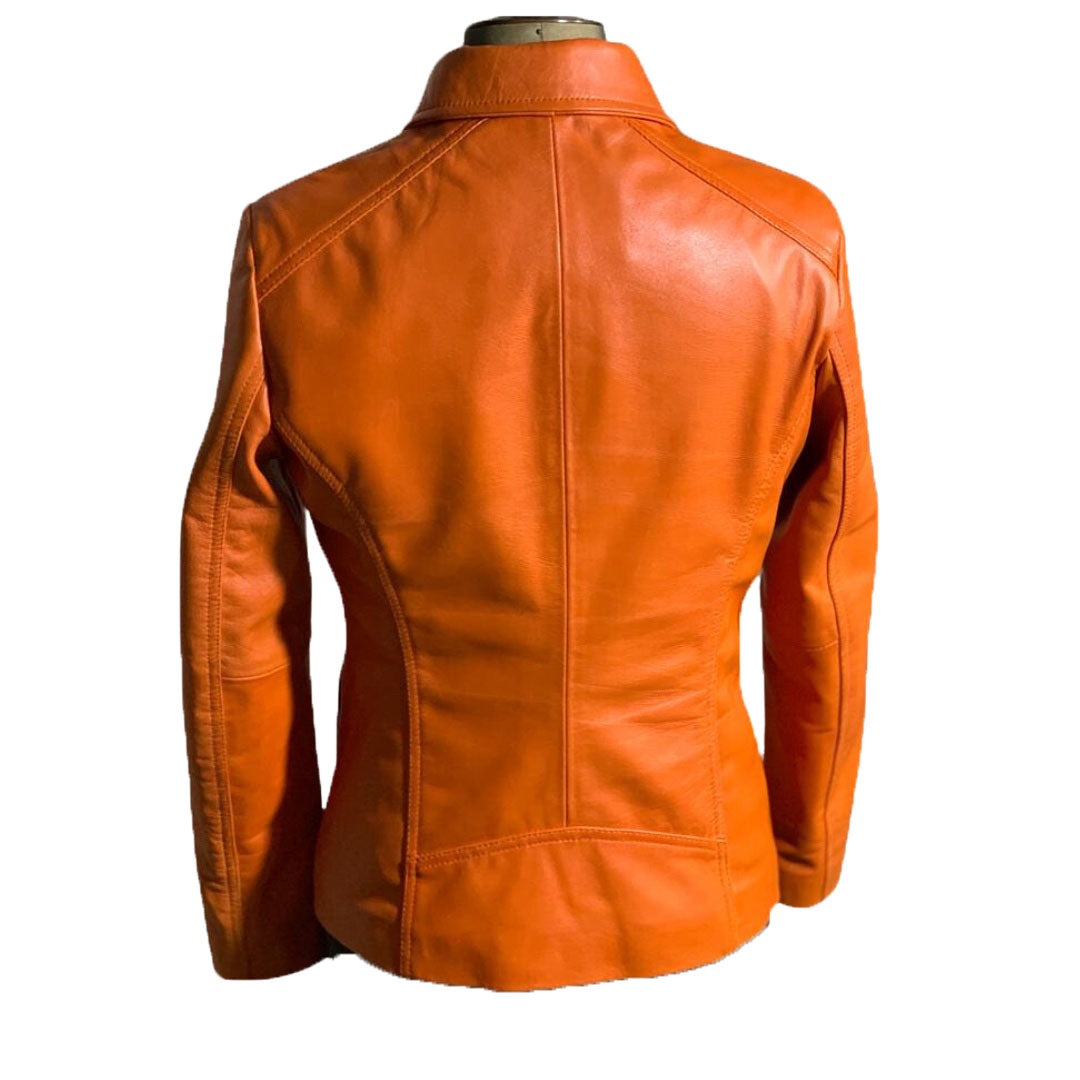 Amelia Women's orange leather jacket