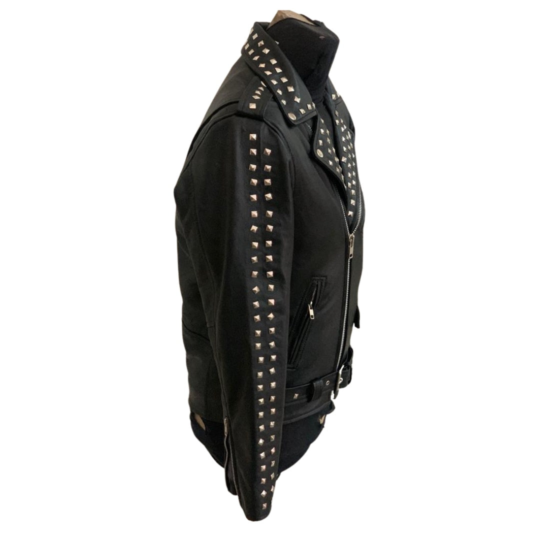 Trevor's studded black biker leather jacket