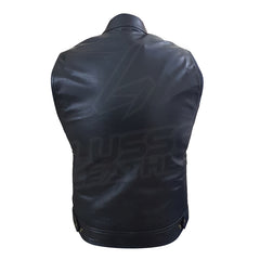 Club Rider Motorcycle Leather Vest with Patch Zipper