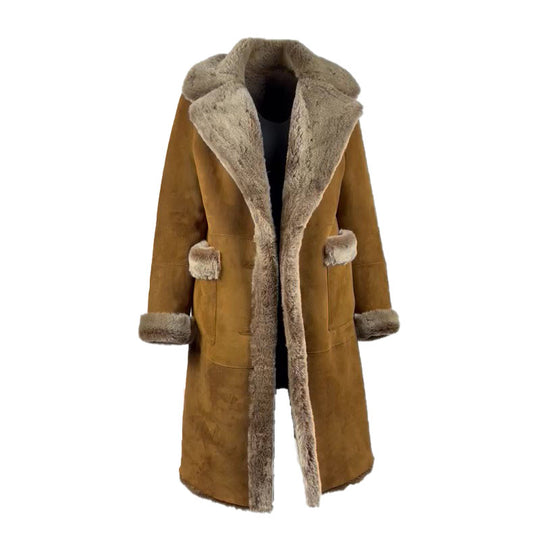 Sabina Tobacco Long Shearling Coat