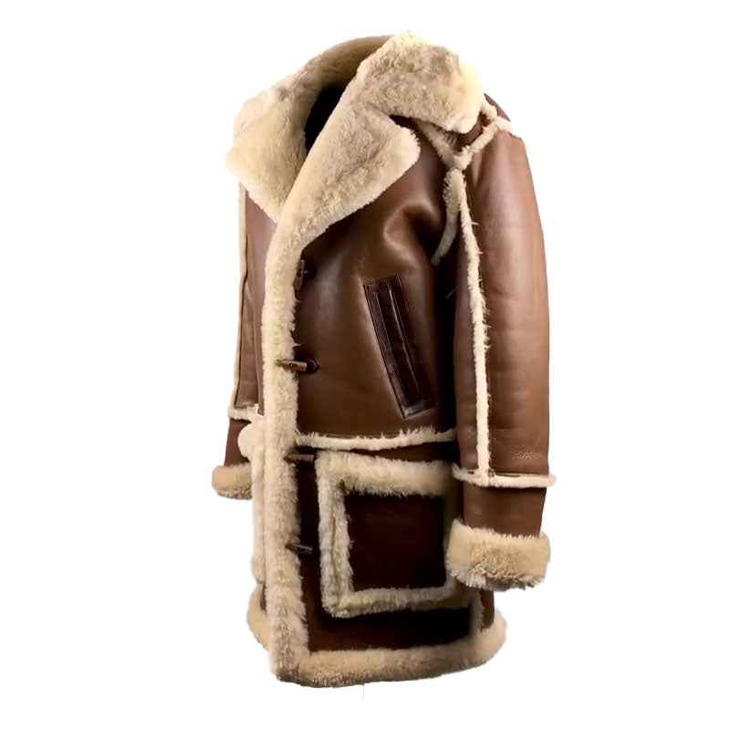 Brock's Brown shearling overcoat